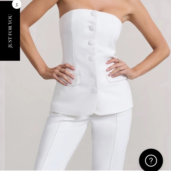 NEW Club L London Matching set - white strapless tailored top and trousers - Picture 5 of 7